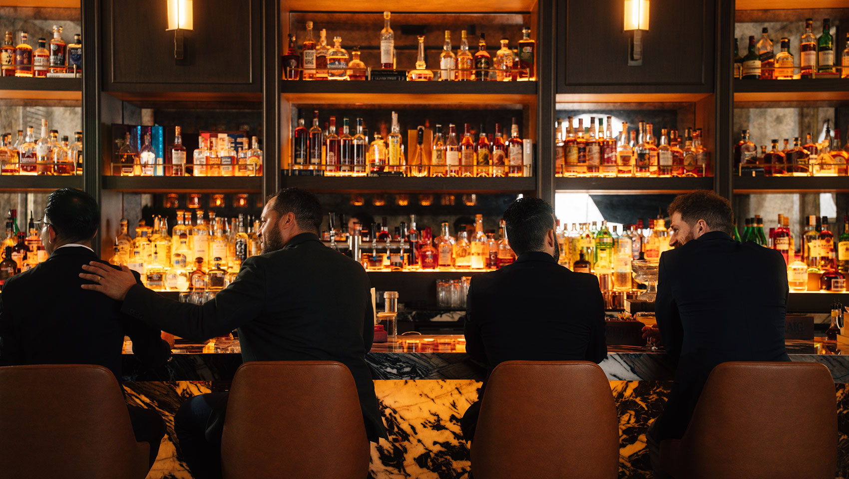 Wedding guests at the bar
