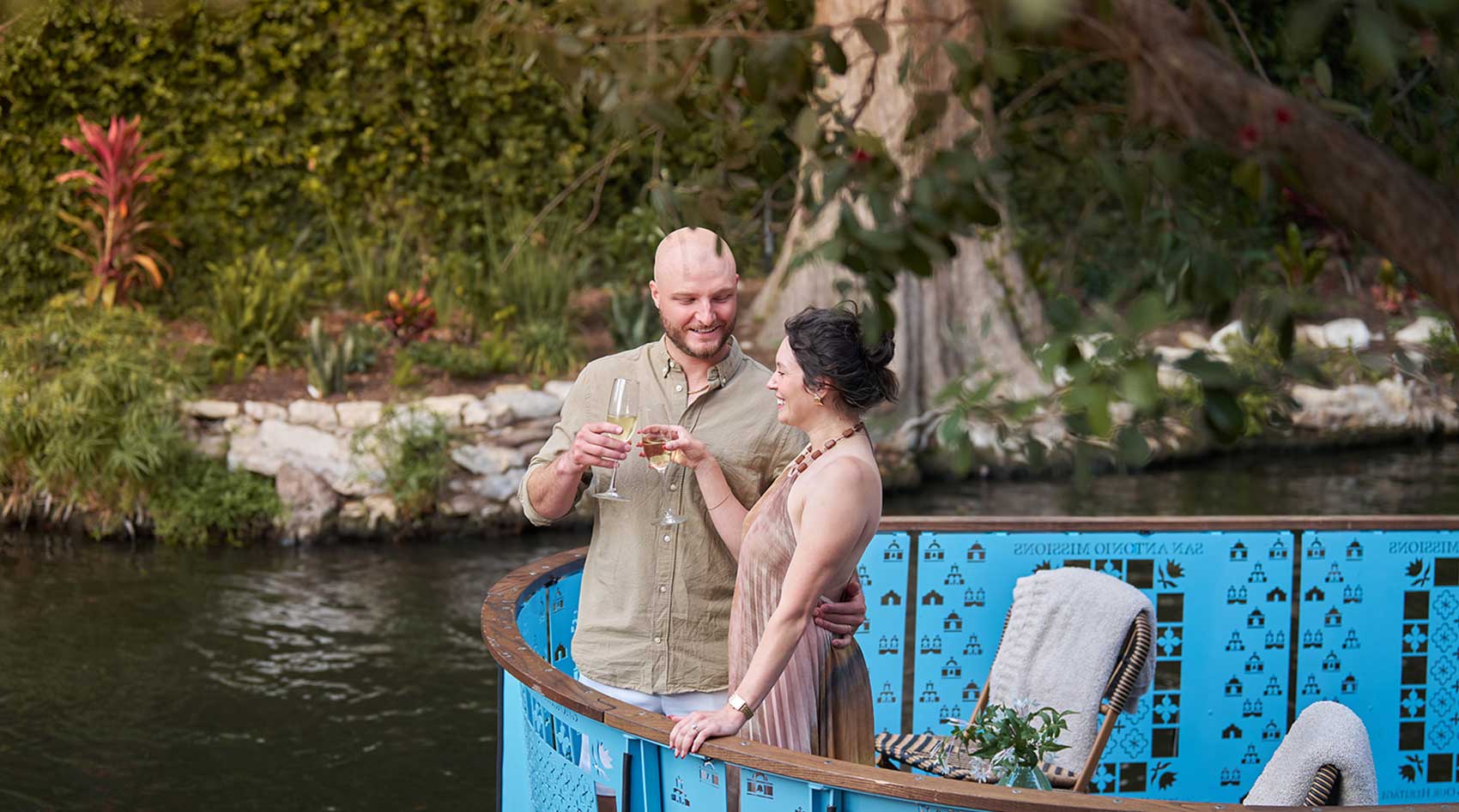 Couple on a river cruise