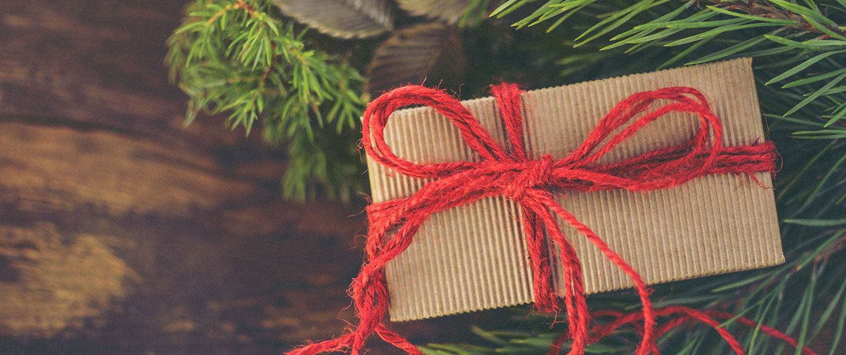 Giftbox and pine branches